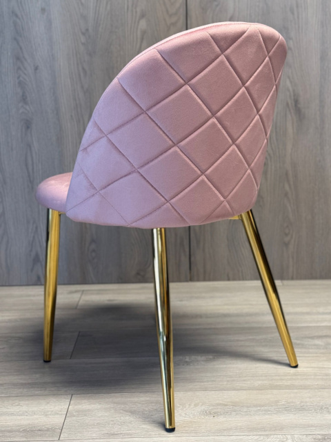 Krzesło tapicerowane GLORIA PINK VELVET GOLD Krzesło tapicerowane GLORIA PINK VELVET GOLD