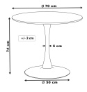 Stół okrągły VICTORY DARK WOOD 70 cm SILVER