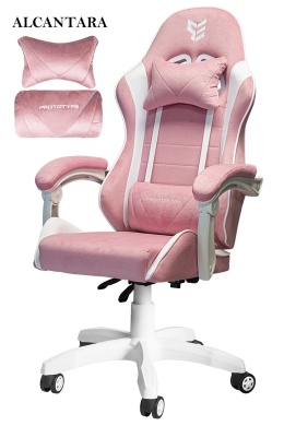 Fotel obrotowy gamingowy ENZO XL PINK + WHITE ALCANTARA ICE