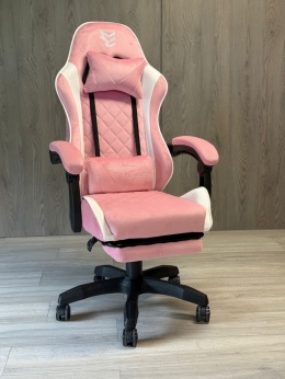 Fotel obrotowy gamingowy XL POKER PRO PINK + WHITE ALCANTARA