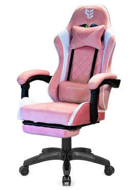 Fotel obrotowy gamingowy XL POKER PRO PINK + WHITE ALCANTARA