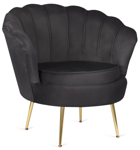Krzesło Fotel Muszla Lugano DONNA VELVET BLACK OUTLET Krzesło Fotel Muszla Lugano DONNA VELVET BLACK OUTLET