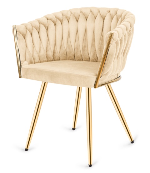 Krzesło plecione Lugano fotel TRECCIA CREAM VELVET GOLD II GATUNEL Krzesło plecione Lugano fotel TRECCIA CREAM VELVET GOLD II GATUNEL