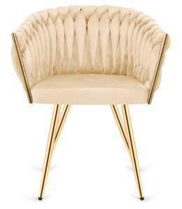 Krzesło plecione Lugano fotel TRECCIA CREAM VELVET GOLD II GATUNEL