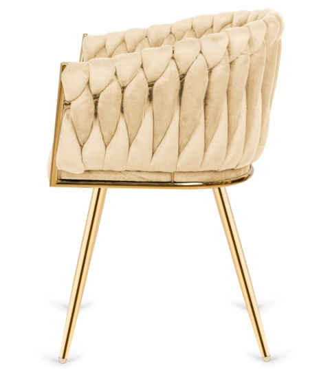 Krzesło plecione Lugano fotel TRECCIA CREAM VELVET GOLD II GATUNEL Krzesło plecione Lugano fotel TRECCIA CREAM VELVET GOLD II GATUNEL