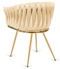 Krzesło plecione Lugano fotel TRECCIA CREAM VELVET GOLD II GATUNEL