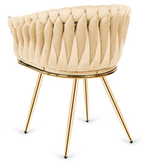 Krzesło plecione Lugano fotel TRECCIA CREAM VELVET GOLD II GATUNEL Krzesło plecione Lugano fotel TRECCIA CREAM VELVET GOLD II GATUNEL