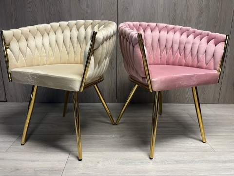 Krzesło plecione Lugano fotel TRECCIA CREAM VELVET GOLD II GATUNEL Krzesło plecione Lugano fotel TRECCIA CREAM VELVET GOLD II GATUNEL