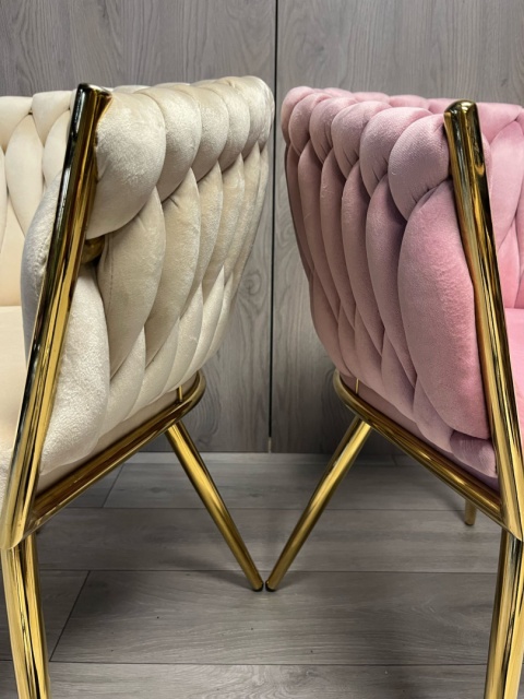 Krzesło plecione Lugano fotel TRECCIA CREAM VELVET GOLD II GATUNEL Krzesło plecione Lugano fotel TRECCIA CREAM VELVET GOLD II GATUNEL