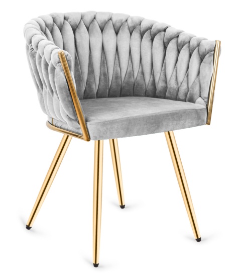 Krzesło plecione Lugano fotel TRECCIA GREY VELVET GOLD II GATUNEK Krzesło plecione Lugano fotel TRECCIA GREY VELVET GOLD II GATUNEK