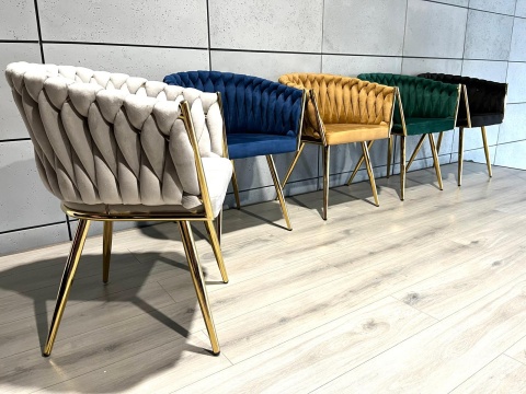 Krzesło plecione Lugano fotel TRECCIA GREY VELVET GOLD II GATUNEK Krzesło plecione Lugano fotel TRECCIA GREY VELVET GOLD II GATUNEK