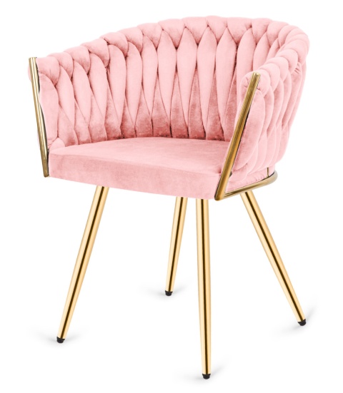 Krzesło plecione Lugano fotel TRECCIA PINK VELVET GOLD II GATUNEK Krzesło plecione Lugano fotel TRECCIA PINK VELVET GOLD II GATUNEK