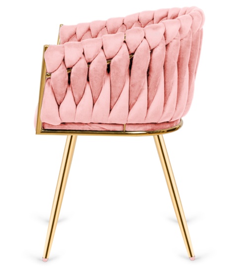 Krzesło plecione Lugano fotel TRECCIA PINK VELVET GOLD II GATUNEK Krzesło plecione Lugano fotel TRECCIA PINK VELVET GOLD II GATUNEK