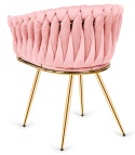 Krzesło plecione Lugano fotel TRECCIA PINK VELVET GOLD II GATUNEK