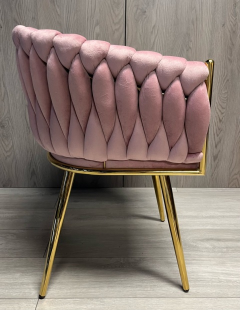 Krzesło plecione Lugano fotel TRECCIA PINK VELVET GOLD II GATUNEK Krzesło plecione Lugano fotel TRECCIA PINK VELVET GOLD II GATUNEK