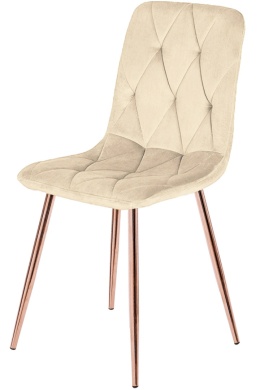 Krzesło tapicerowane BORGO VELVET BEIGE ROSE GOLD