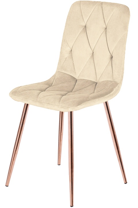 Krzesło tapicerowane BORGO VELVET BEIGE ROSE GOLD Krzesło tapicerowane BORGO VELVET BEIGE ROSE GOLD