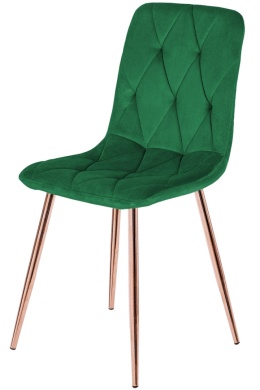 Krzesło tapicerowane BORGO VELVET GREEN ROSE GOLD