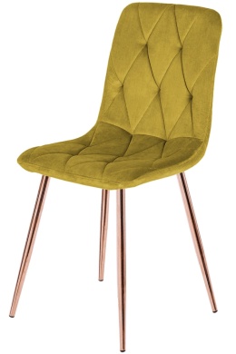 Krzesło tapicerowane BORGO VELVET OLIVE GREEN ROSE GOLD