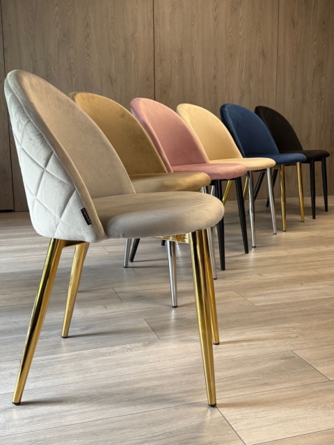 Krzesło tapicerowane GLORIA LIGHT GREY VELVET GOLD Krzesło tapicerowane GLORIA LIGHT GREY VELVET GOLD