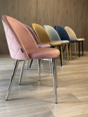 Krzesło tapicerowane GLORIA PINK VELVET SILVER