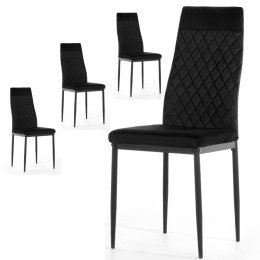 Krzesło tapicerowane zestaw 4x VALVA CARO VELVET BLACK