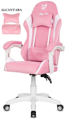 Fotel obrotowy gamingowy ENZO XL PINK + WHITE ALCANTARA ICE