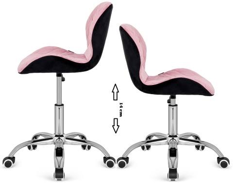 Krzesło obrotowe VASTO OFFICE VELVET PINK + BLACK CARO Krzesło obrotowe VASTO OFFICE VELVET PINK + BLACK CARO