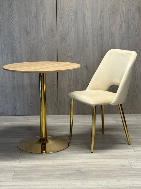 Stół okrągły VICTORY LIGHT WOOD 70 cm GOLD Stół okrągły VICTORY LIGHT WOOD 70 cm GOLD