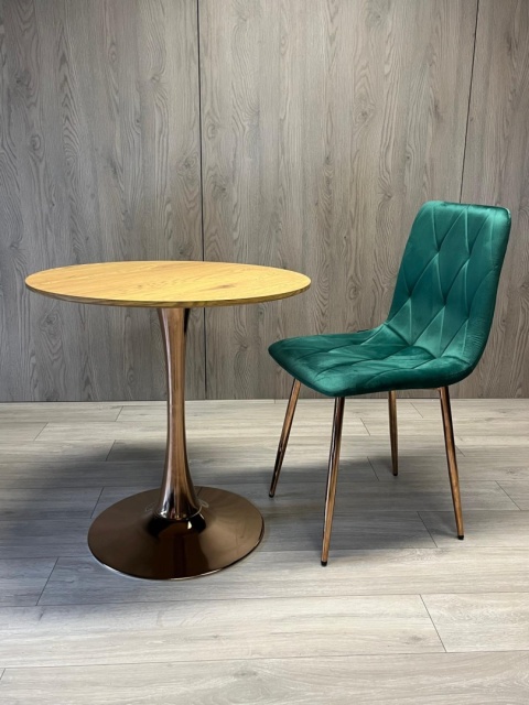 Stół okrągły VICTORY SLIM DARK WOOD 70 cm COPPER Stół okrągły VICTORY SLIM DARK WOOD 70 cm COPPER
