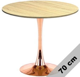 Stół okrągły VICTORY SLIM LIGHT WOOD 70 cm COPPER