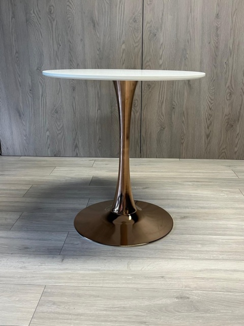Stół okrągły VICTORY SLIM WHITE 70 cm COPPER