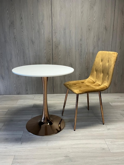 Stół okrągły VICTORY SLIM WHITE 70 cm COPPER