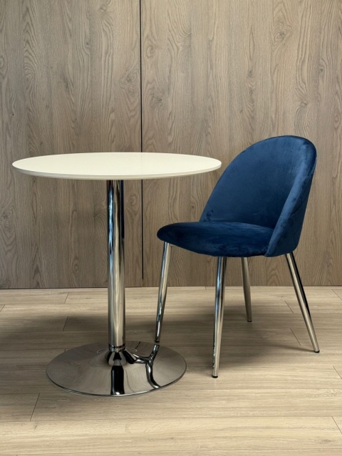 Stół okrągły VICTORY WHITE 70 cm SILVER