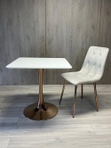 Stół skandynawski kwadratowy TORI SLIM WHITE 70 COPPER