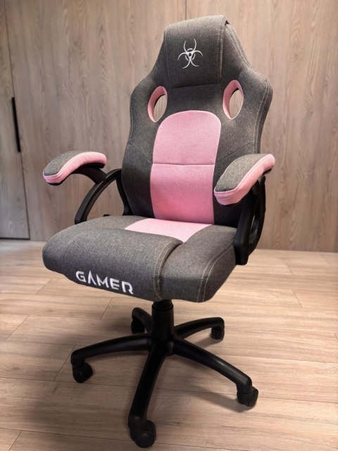 Fotel obrotowy do biurka CARRERA M STONE GREY + PINK FABRIC Fotel obrotowy do biurka CARRERA M STONE GREY + PINK FABRIC