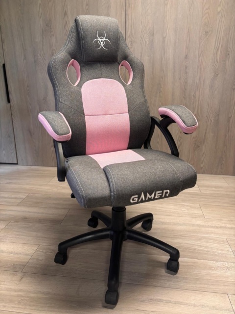 Fotel obrotowy do biurka CARRERA M STONE GREY + PINK FABRIC Fotel obrotowy do biurka CARRERA M STONE GREY + PINK FABRIC