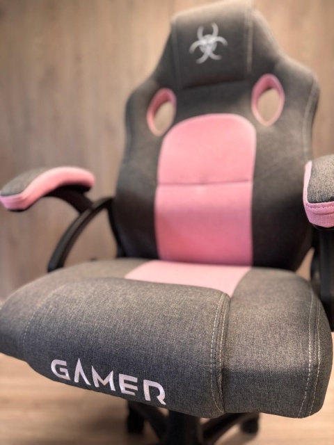 Fotel obrotowy do biurka CARRERA M STONE GREY + PINK FABRIC Fotel obrotowy do biurka CARRERA M STONE GREY + PINK FABRIC