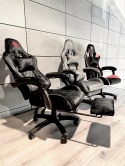 Fotel obrotowy gamingowy XL POKER PRO BLACK ALCANTARA OUTLET