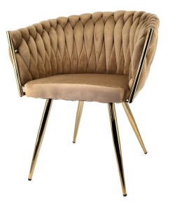 Krzesło plecione Lugano fotel TRECCIA SAND VELVET GOLD II gatunek