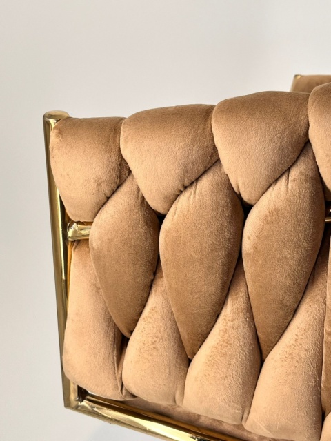 Krzesło plecione Lugano fotel TRECCIA BEIGE VELVET GOLD Krzesło plecione Lugano fotel TRECCIA BEIGE VELVET GOLD