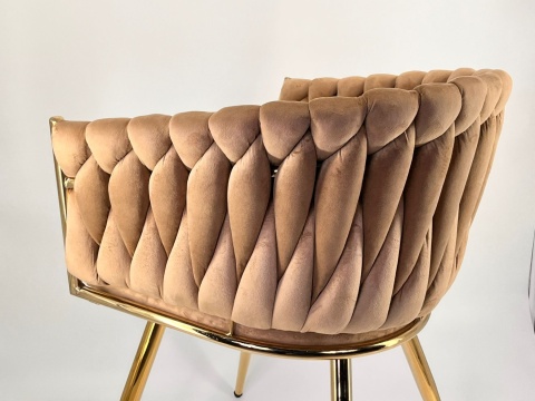 Krzesło plecione Lugano fotel TRECCIA BEIGE VELVET GOLD Krzesło plecione Lugano fotel TRECCIA BEIGE VELVET GOLD