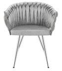Krzesło plecione Lugano fotel TRECCIA GREY VELVET SILVER