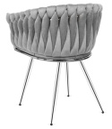Krzesło plecione Lugano fotel TRECCIA GREY VELVET SILVER