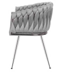 Krzesło plecione Lugano fotel TRECCIA GREY VELVET SILVER