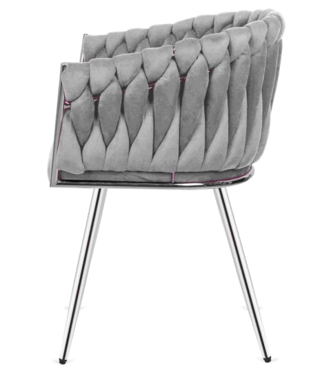 Krzesło plecione Lugano fotel TRECCIA GREY VELVET SILVER Krzesło plecione Lugano fotel TRECCIA GREY VELVET SILVER