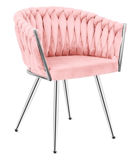Krzesło plecione Lugano fotel TRECCIA PINK VELVET SILVER Krzesło plecione Lugano fotel TRECCIA PINK VELVET SILVER