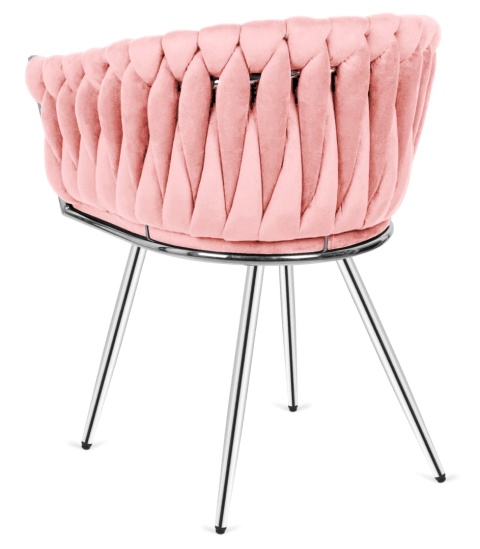 Krzesło plecione Lugano fotel TRECCIA PINK VELVET SILVER Krzesło plecione Lugano fotel TRECCIA PINK VELVET SILVER