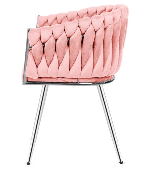 Krzesło plecione Lugano fotel TRECCIA PINK VELVET SILVER Krzesło plecione Lugano fotel TRECCIA PINK VELVET SILVER