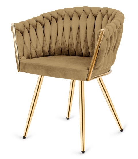 Krzesło plecione Lugano fotel TRECCIA SAND VELVET GOLD Krzesło plecione Lugano fotel TRECCIA SAND VELVET GOLD